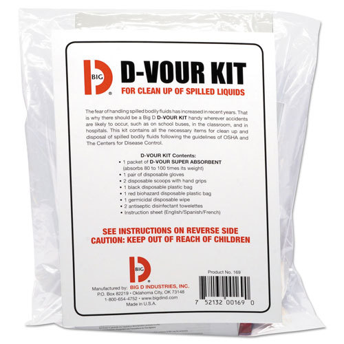 Big D D'vour Clean-up Kit, Powder, All Inclusive Kit, 6/Carton