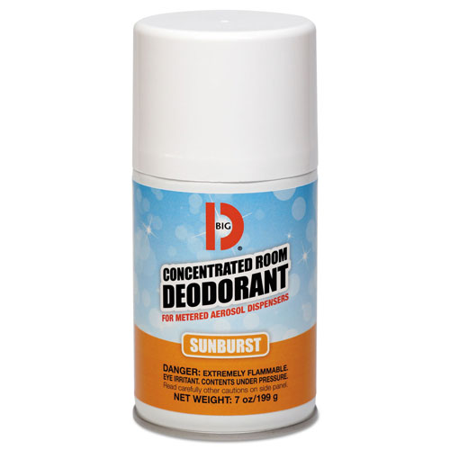 Big D Metered Concentrated Room Deodorant, Sunburst Scent, 7 oz Aerosol, 12/Carton
