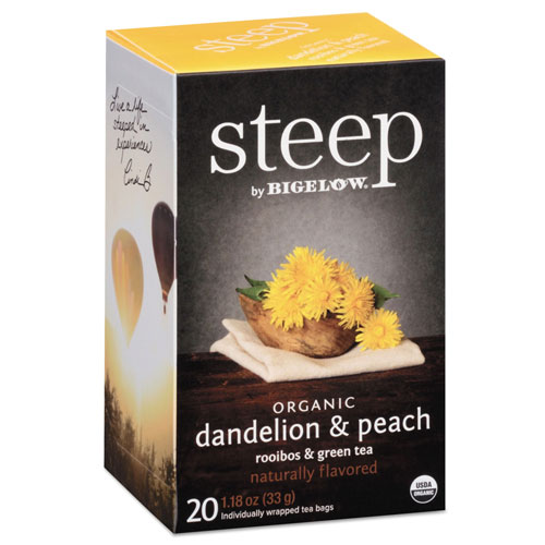 Bigelow Tea Company steep Tea, Dandelion & Peach, 1.18 oz Tea Bag, 20/Box