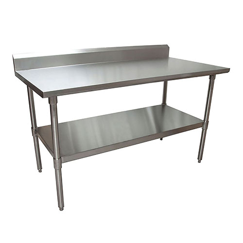 BK Resources Stainless Steel 5" Riser Top Tables, 60w x 30d x 39.75h, Silver, 2/Pallet
