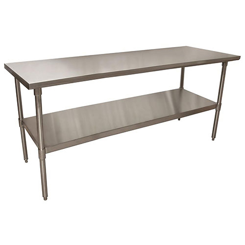 BK Resources Stainless Steel Flat Top Work Tables, 72w x 30d x 36h, Silver, 2/Pallet