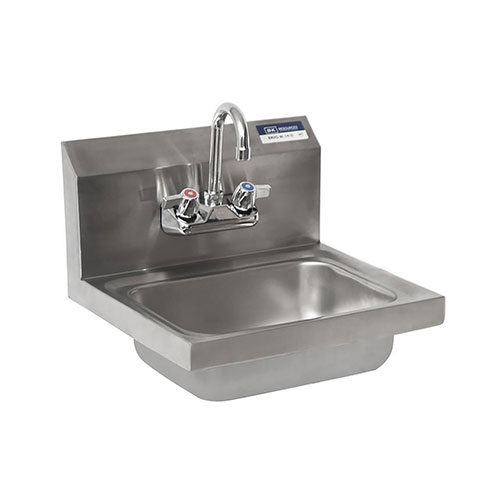 BK Resources Stainless Steel Hand Sink with Faucet, 14" l x 10" w x 5" d
