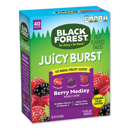 Black Forest Juicy Burst Fruit Flavored Snack, Berry Medley, 32 oz, 40/Box