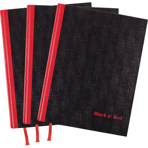 Black N' Red Notebook, Casebound, 8-1/2"Wx1-7/10"Lx12"H, 3/Pk, Black/Red