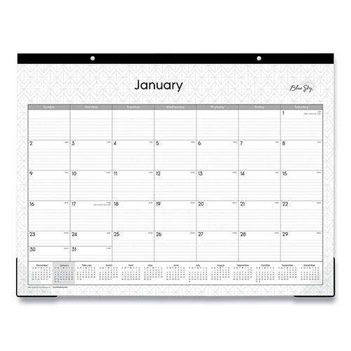 Blue Sky Enterprise Desk Pad, Geometric Artwork, 22 x 17, White/Gray Sheets, Black Binding, Clear Corners, 12-Month (Jan-Dec): 2024