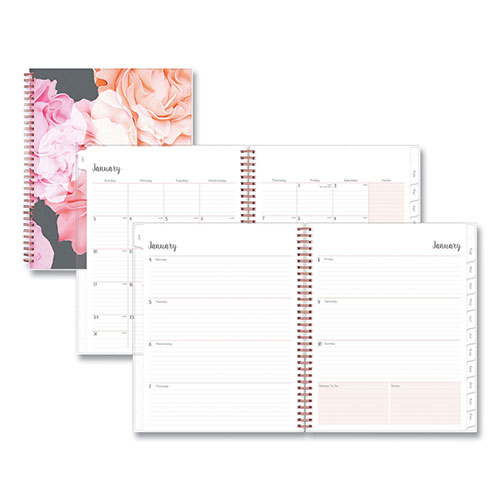 Blue Sky Joselyn Weekly/Monthly Planner, Joselyn Floral Artwork, 11 x 8.5, Pink/Peach/Black Cover, 12-Month (Jan to Dec): 2024