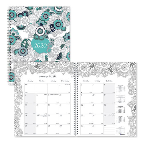 Blueline Doodleplan Monthly Planner, 8 7/8 x 7 1/8, Coloring Pages, 2020
