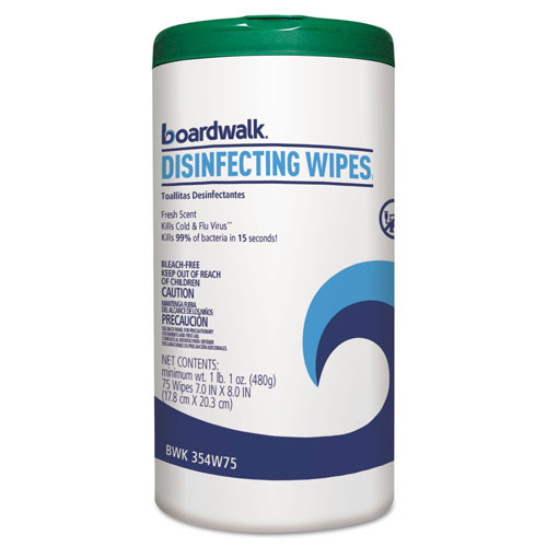 Boardwalk Disinfecting Wipes, 7 x 8, Fresh Scent, 75/Canister, 6 Canisters/Carton