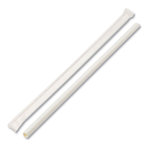 Boardwalk Individually Wrapped Paper Straws, 7 3/4" x 1/4", White, 3200/Carton