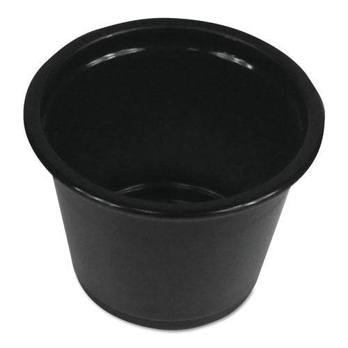 Boardwalk Soufflé/Portion Cups, 1 oz, Polypropylene, Black, 20 Cups/Sleeve, 125 Sleeves/Carton