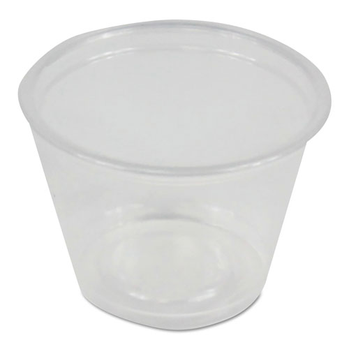 Boardwalk Soufflé/Portion Cups, 1 oz, Polypropylene, Clear, 20 Cups/Sleeve, 125 Sleeves/Carton