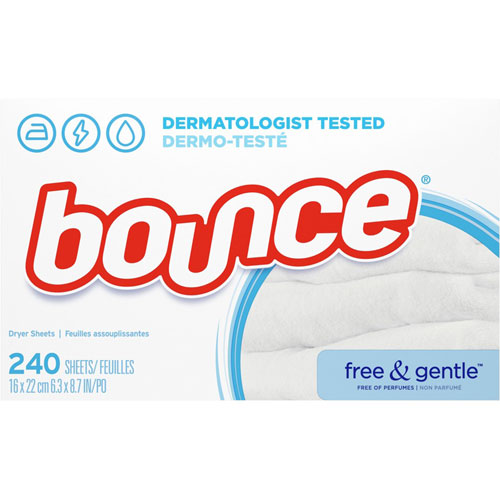 Bounce Free & Gentle Dryer Sheets - Sheet - 6.04" x 9", 240 / Box - White