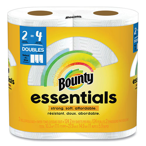 Bounty Essentials Select-A-Size Kitchen Roll Paper Towels, 2-Ply, 124 Sheets/Roll, 6 Rolls/Carton