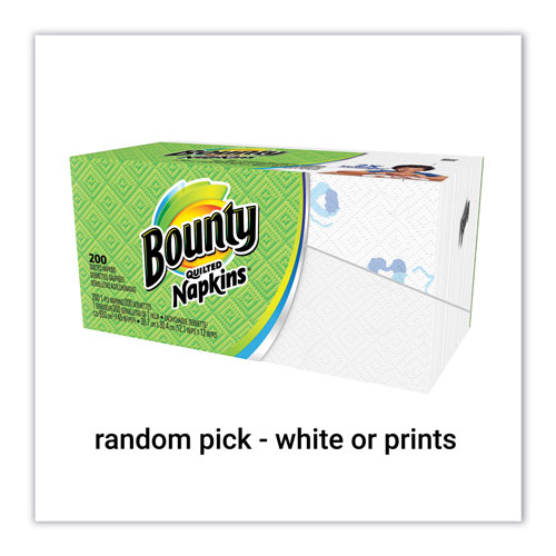 Bounty Quilted Napkins, Prints/White Assorted, 200 Per Pack
