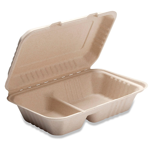 Bridge-Gate 2 Compartment Hoagie Hinged Food Container, Natural