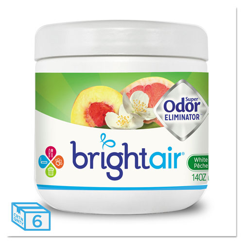 Bright Air Super Odor Eliminator, White Peach and Citrus, 14 oz, 6/Carton