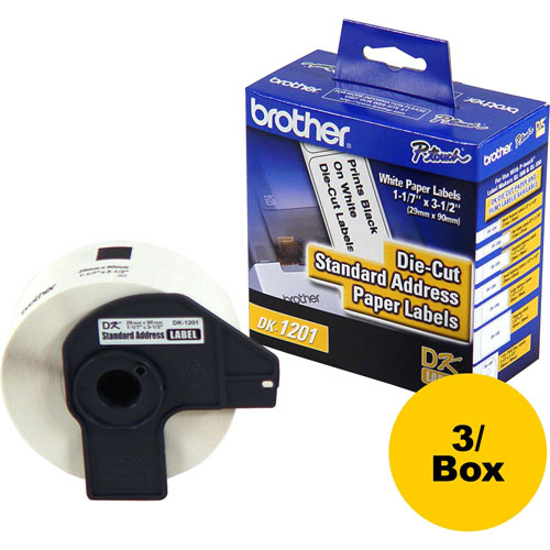 Brother Label Rolls for QL Label Printer, 3-1/2" x 1-1/10",400/RL, 3/BX, White