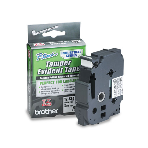 Brother TZ Security Tape Cartridge for P-Touch Labelers, 0.7" x 26.2 ft, Black on White