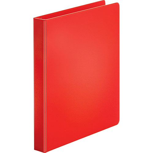 Business Source 35% Recycled Round Ring Binder, 1" Capacity, Red