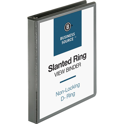 Business Source 39% Recycled D-Ring Binder, 1" Capacity, Black