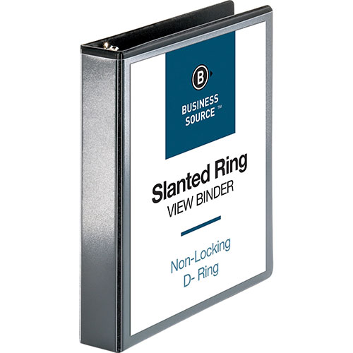 Business Source 39% Recycled D-Ring Binder, 1 1/2" Capacity, Black