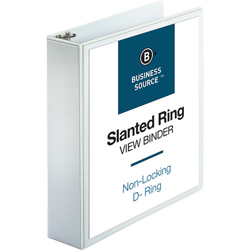 Business Source 39% Recycled D-Ring Presentation Binder, 2" Capacity, White