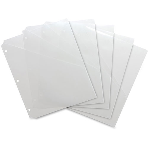 Business Source Binder Pockets, Poly, Letter, 8-1/2"x11", 5/PK, Clear