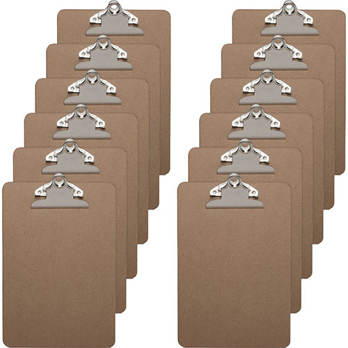 Business Source Clipboards with Standard Metal Clip, 6" x 9", 12/BX, Brown