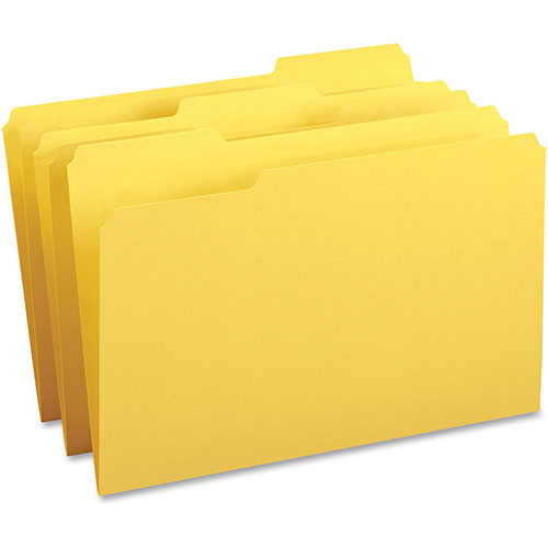 Business Source Color Coding File Folders, 1/3Cut, 9-1/2" x 14", Legal, 100/BX, YW