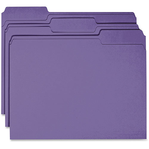 Business Source Color File Folder, 1/3 Cut, 100/BX, Purple