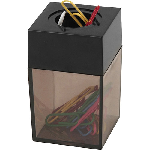 Business Source Dispenser f/Paper Clips, Magnetic, 2"x3", Smoke/Black