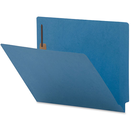 Business Source Fastener Folders, 2-Ply End Tab, 2 Fastener, Letter, 50/BX, Blue