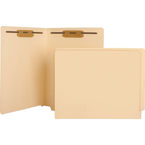 Business Source Fastener Folders, w/2-Ply Tab, Pos 1 and 3, Letter, 50/BX, Manilla