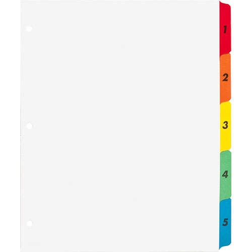 Business Source Index Dividers w/TOC Page, 1-5, 8-1/2"x11", 5 Tabs/ST, Multi