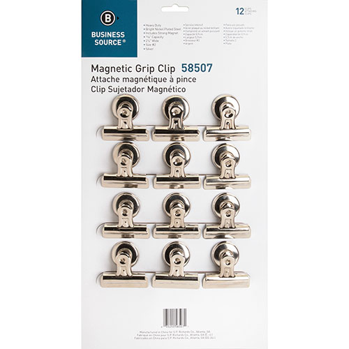 Business Source Magnetic Clips,Display Pack,Sz 2,2-1/4"W,1/2"Cap,12/BX