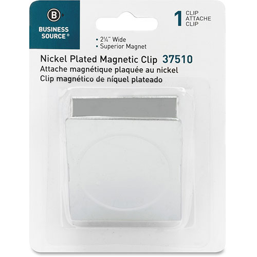 Business Source Magnetic Metal Clip, 2.25", Chrome