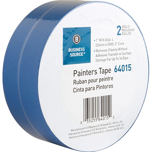Business Source Painters Tape, Multisurface, 1"x60 Yards, 2 Roll/PK, Blue