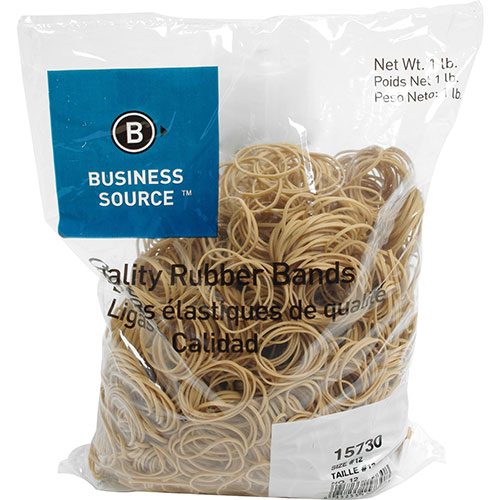 Business Source Rubber Bands, Size 12, 1 lb bag, Natural Crepe