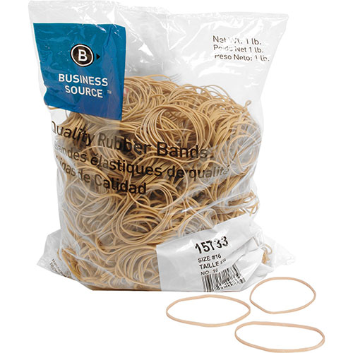 Business Source Rubber Bands, Size 16, 1 lb bag , Natural Crepe