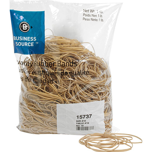Business Source Rubber Bands, Size 19, 1 lb bag, Natural Crepe