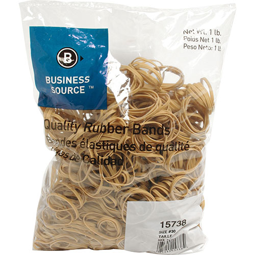 Business Source Rubber Bands, Size 30, 1 lb bag, Natural Crepe