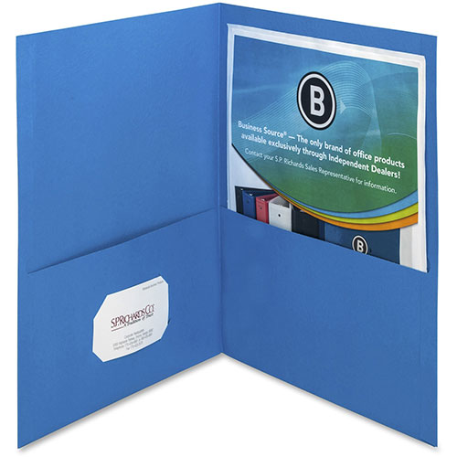 Business Source Two Pocket Pocket Folder, Blue, Pack of 25