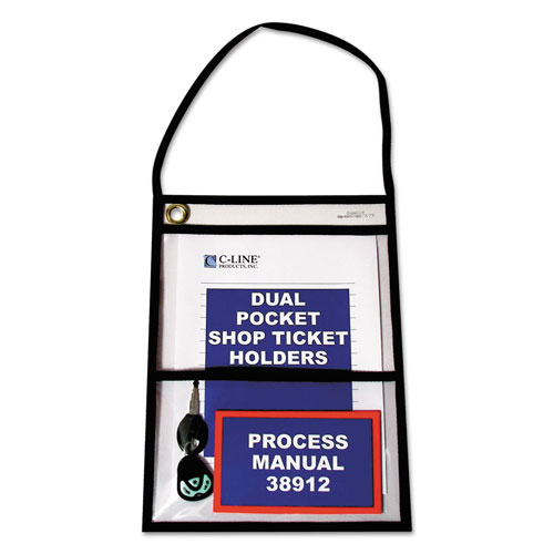 C-Line 2-Pocket Shop Ticket Holder w/Strap, Black Stitching, 150-Sheet, 9 x 12, 15/Box