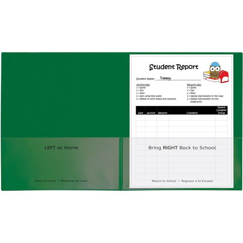 C-Line Products Classroom Connector Folders, Green, 25/BX