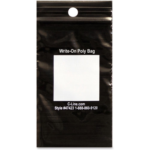 C-Line Write-On Small Parts Bags, 2" x 3", 1000/BX, Black