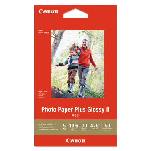 Canon Photo Paper Plus Glossy II, 4 x 6, Glossy White, 50/Pack