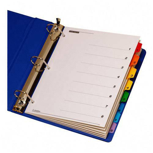 Cardinal OneStep Printable Table of Contents and Dividers, 8-Tab, 1 to 8, 11 x 8.5, White, 1 Set