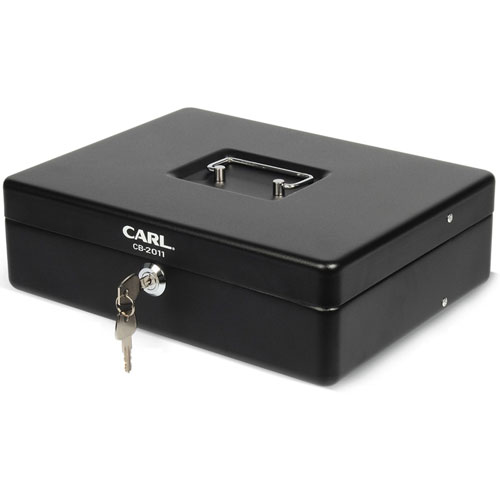 Carl Bill Slots Steel Security Cash Box - 4 Bill - 5 Coin - Steel - Black - 3.5", x 7" Width