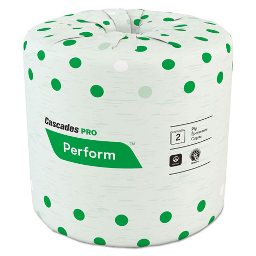 Cascades Perform Standard Bathroom Tissue, Septic Safe, 2-Ply, White, 4 x 3 1/2, 336 Sheets/Roll, 48 Rolls/Carton