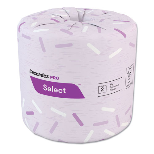 Cascades Select Standard Bath Tissue, 2-Ply, White, 4 x 3, 500 Sheets/Roll, 96 Rolls/Carton